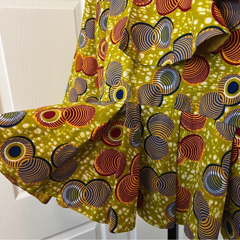 Custom African Ankara Peplum Top with Ruffle - One Sleeve - Picture 7 of 7